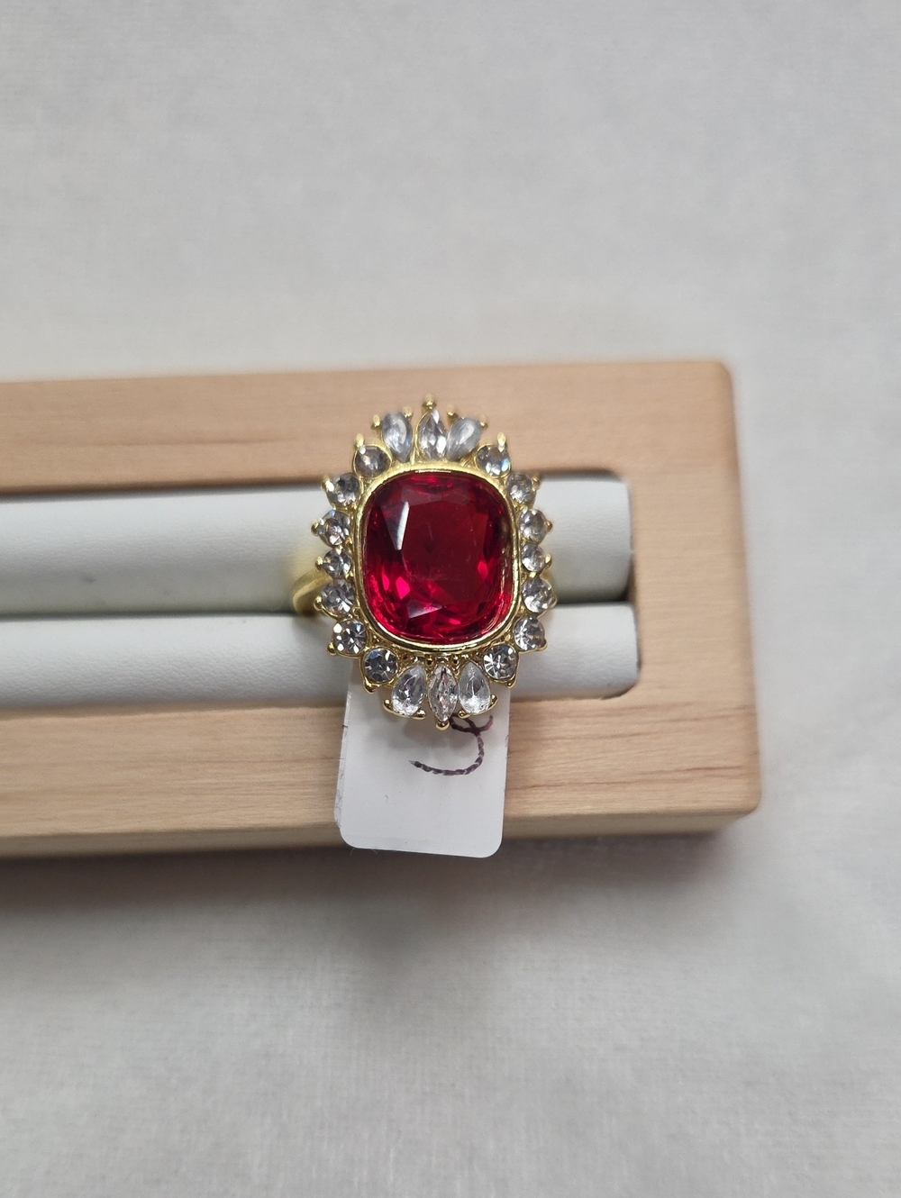 Women's Red Crystal Ring Gold Tone Band Elegant Rhinestone Crystal Fashion Ring